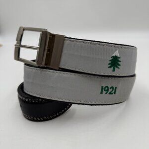 YRI Pine Christmas Tree Belt Canvas & Leather Mens Size 32 Made in USA Golf READ